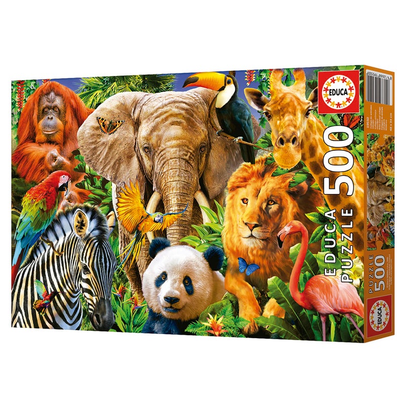 Educa - Wild Animal Collage - 500 Piece Jigsaw Puzzle - Puzzle Glue Included - Completed Image Measures 18.9"" x 13.4"" - Ages 14+ (19550) - Image 4